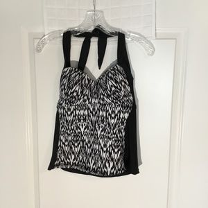 Catalina Swimsuit (Top Only) Padded Bra/ Halter Strap  Black/ White Size S (4-6)